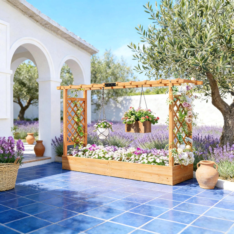 Boîte à fleurs en bois, jardinière en treillis, lit de jardin surélevé