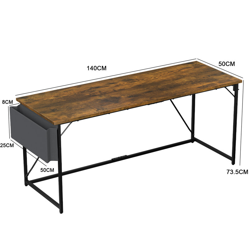 Odoaker Stainless Steel Writing Desk, 75" H x 140" W x 50" D, Brown