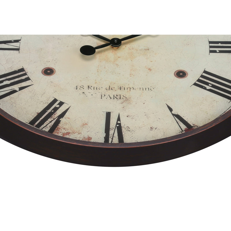 Horloge murale, horloge murale ronde 20 po, brun antique, transitionnel