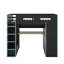Lit mezzanine double en bois avec bureau, garde-robe et lumière DEL RVB-1214329850