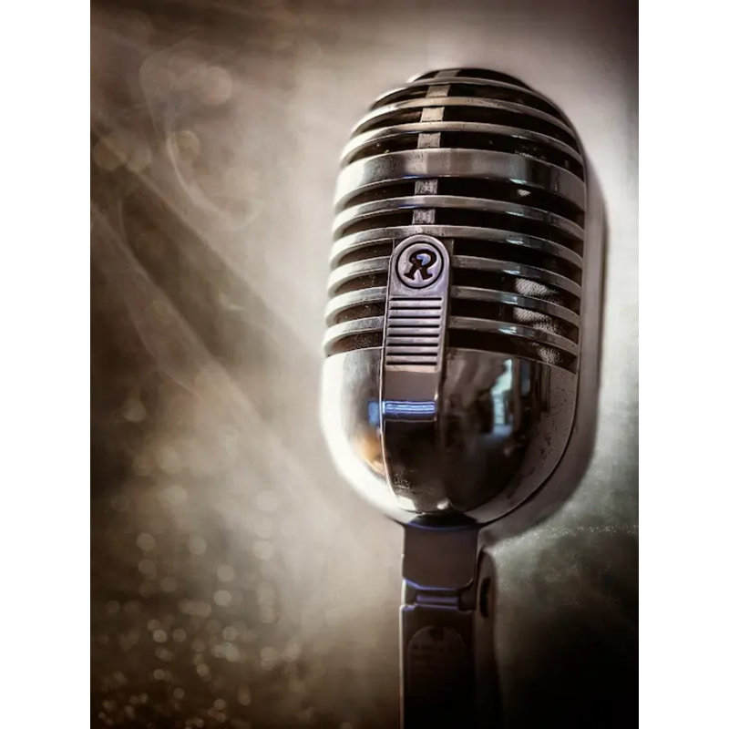 Smoky Vintage Microphone Print by Scott Norris, Wrapped Canvas, No Mat, 40" H x 30" W