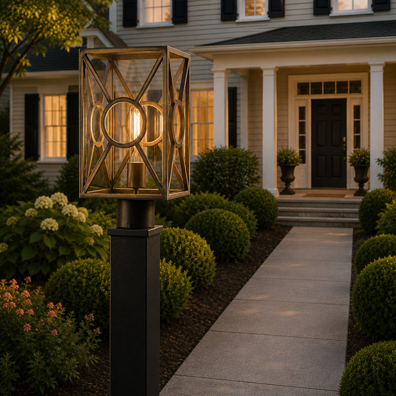 Brixton 15.5" Single Light Outdoor Post Mount Lantern with Coastal Finish, Burnished Bronze