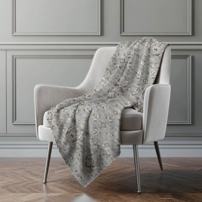 Addison Machine Washable Sherpa Ornate Throw Blanket