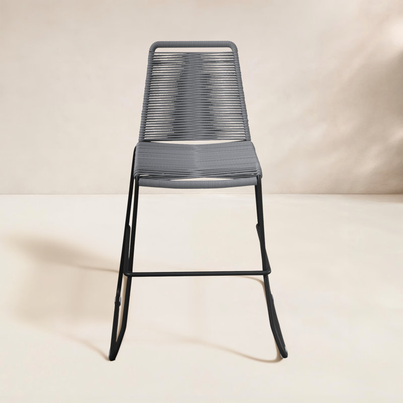 Huron Powder Coated Steel Outdoor Stool, Light Gray Performance, Counter Stool (26" Seat Height)