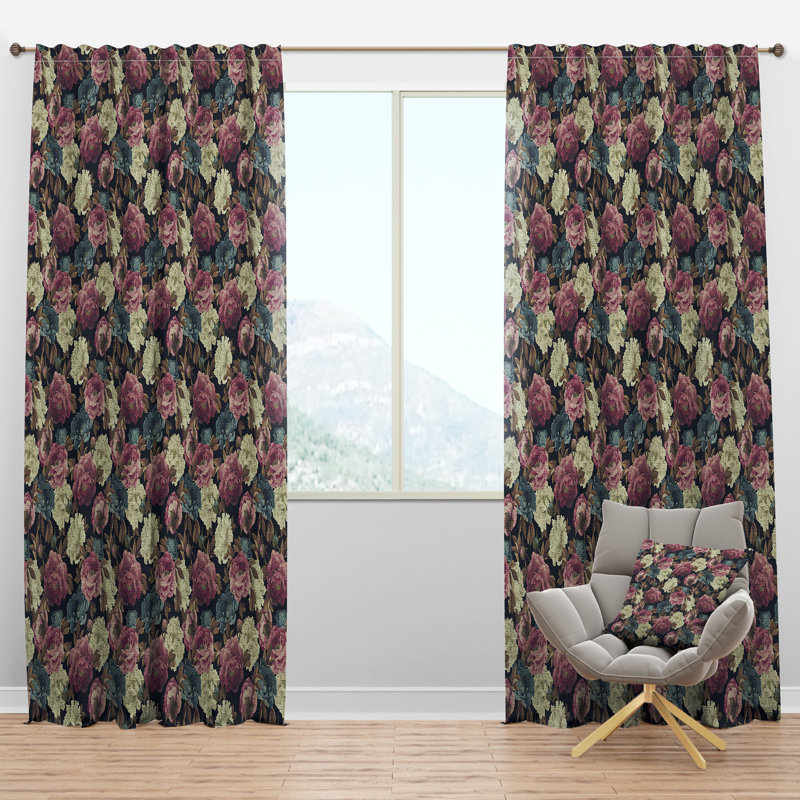 Panneau de rideau simple semi-diaphane avec passe-tringle Peony, l 52 po x L 84 po