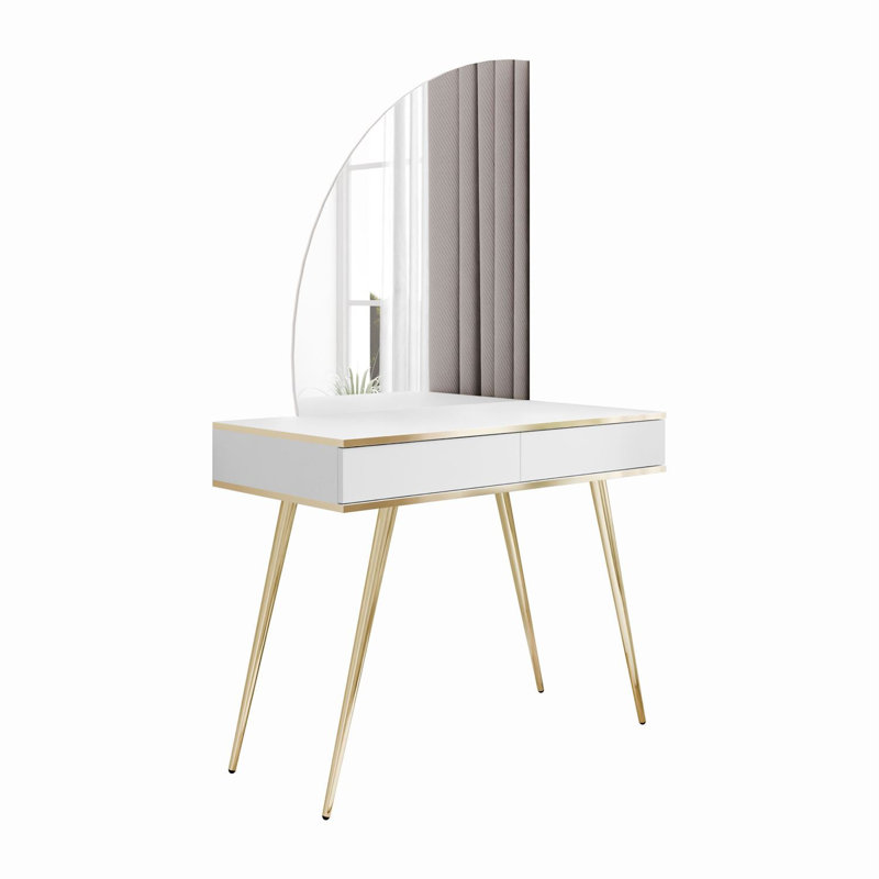 Dressing Table with Mirror, White