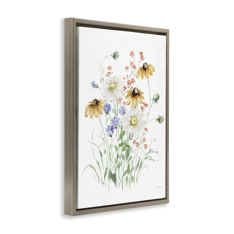 Toile flottante encadrée Summer Garden Blooms par Katrina Pete, Cadre flottant orme Montalcino, H 31 po x l 21 po