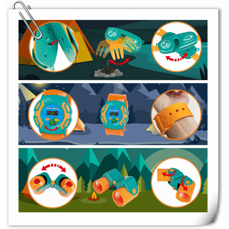 Ensemble de jouets de camping pour enfants, Vert / orange