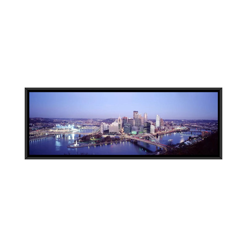 «Pittsburgh Pennsylvania», reproduction de photo sur toile, H 12 po x l 36 po x P 1,5 po, Toile avec cadre noir