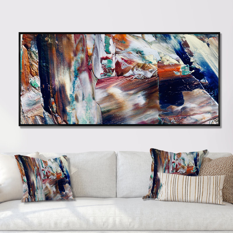 Colorfor Abstract Strokes, peinture sur toile, Cadre noir, L 12 po x H 8 po