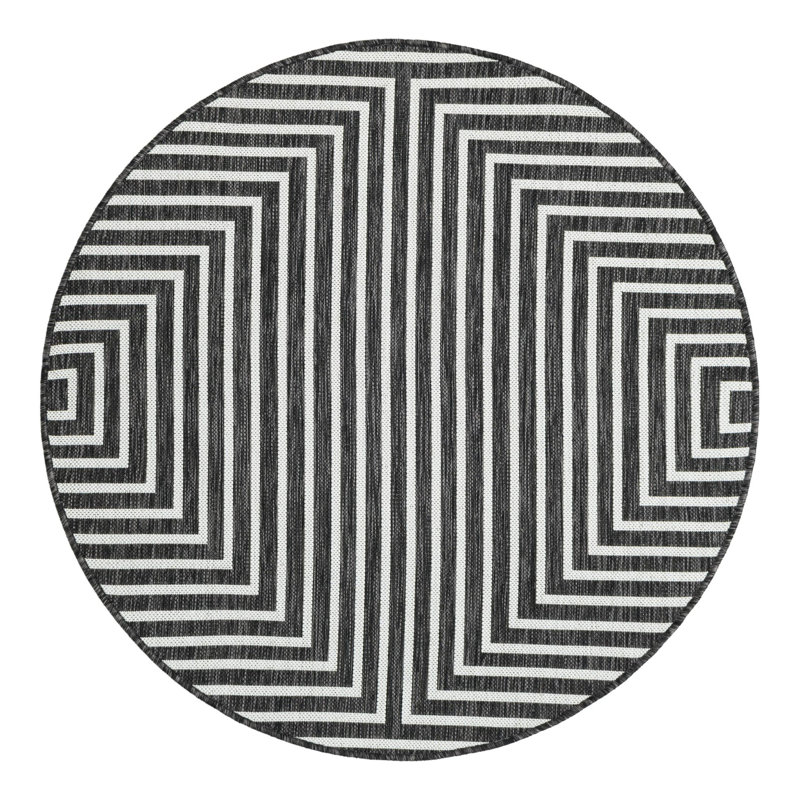 Tapis intérieur / extérieur d'extérieur moderne, Rond 4 pi 1 po