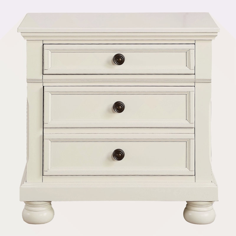 Table de chevet avec tiroirs cachés, Blanc
