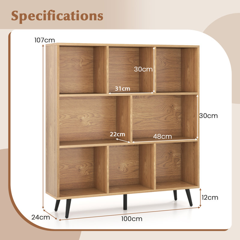107cm H x 100cm W Metal Standard Bookcase, Yellow