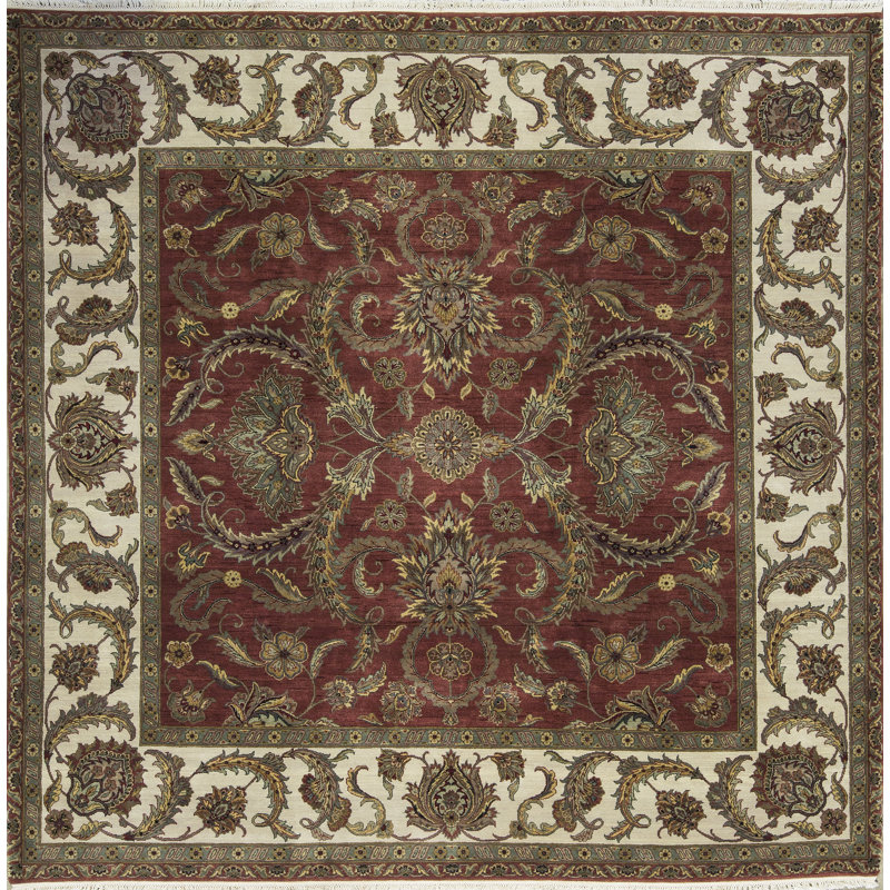 Tapis rouille et ivoire de haute qualité noué à la main