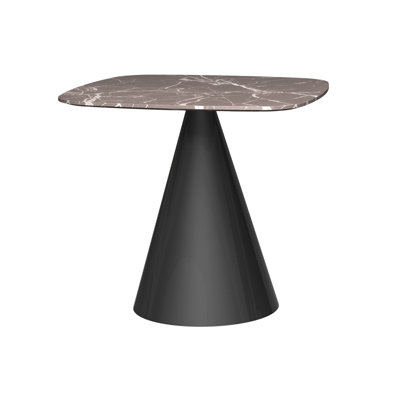 Bedminster Square Marble Top Dining Table with Stainless Steel Base