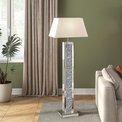 61"H Handmade Mirrored Glass Floor Lamp Crushed Diamond Home Decor
