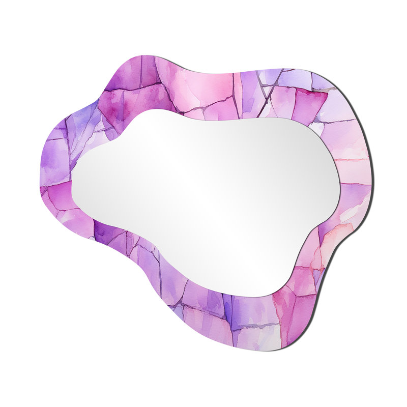 Mauve pierre Geode Volcano II - grand miroir mural traditionnel, 25 po x 28 po