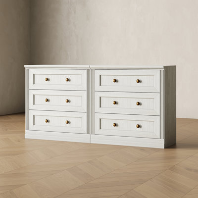 Meuble de rangement moderne Monos avec tiroirs, organisateur en bois pour salon ou chambre, blanc