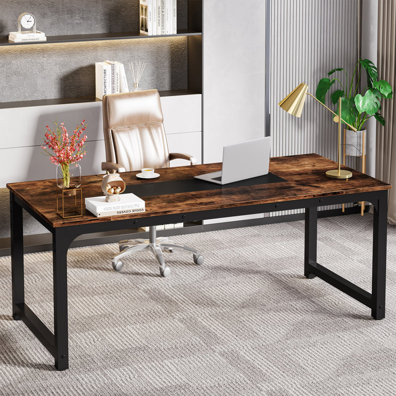 Montserat Desk, Rustic Brown/Black, 30.31" H x 70.8" W x 35.4" D