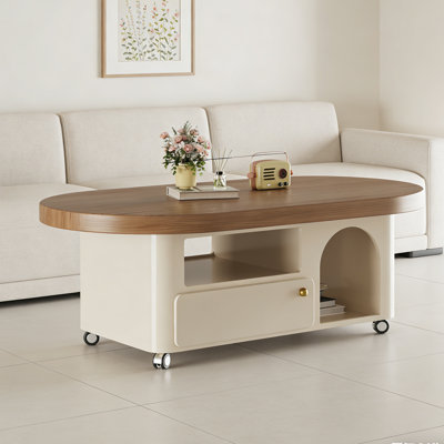 Modern Coffee Table With Casters Storage Drawer
