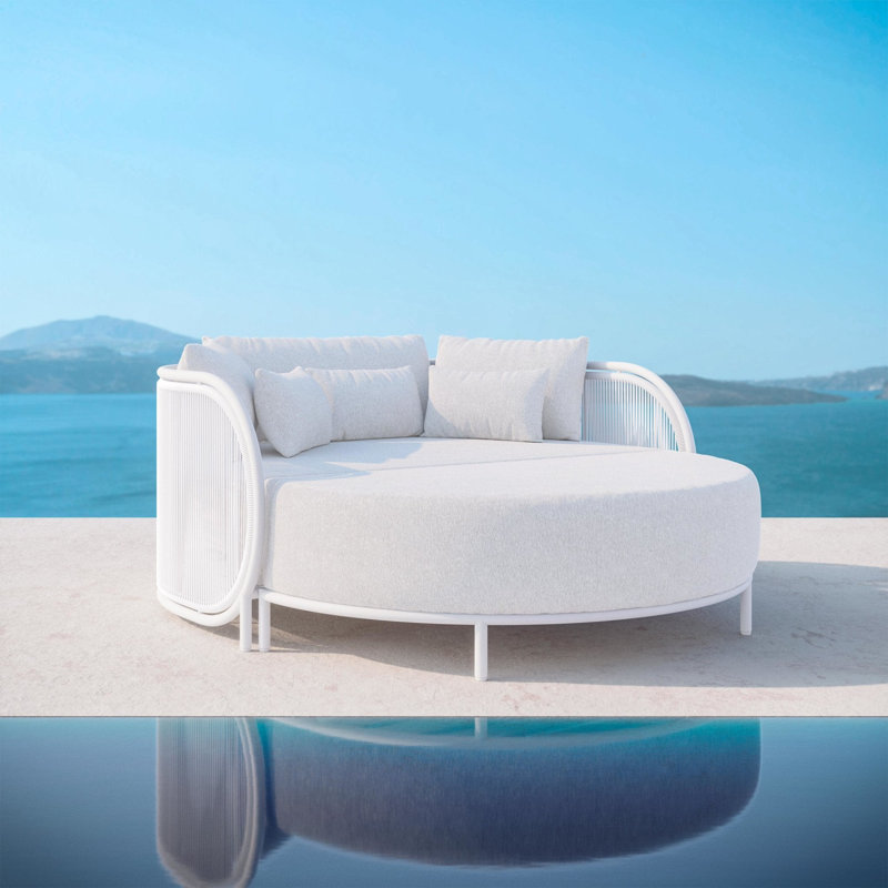 Kamari 60.24" Wide Outdoor Curved Patio Daybed with Cushions