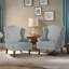 Fauteuil d'appoint à oreilles en lin gris rayé avec accoudoirs roulés et pieds en bois massif Duward (ensemble de 2)-628238744