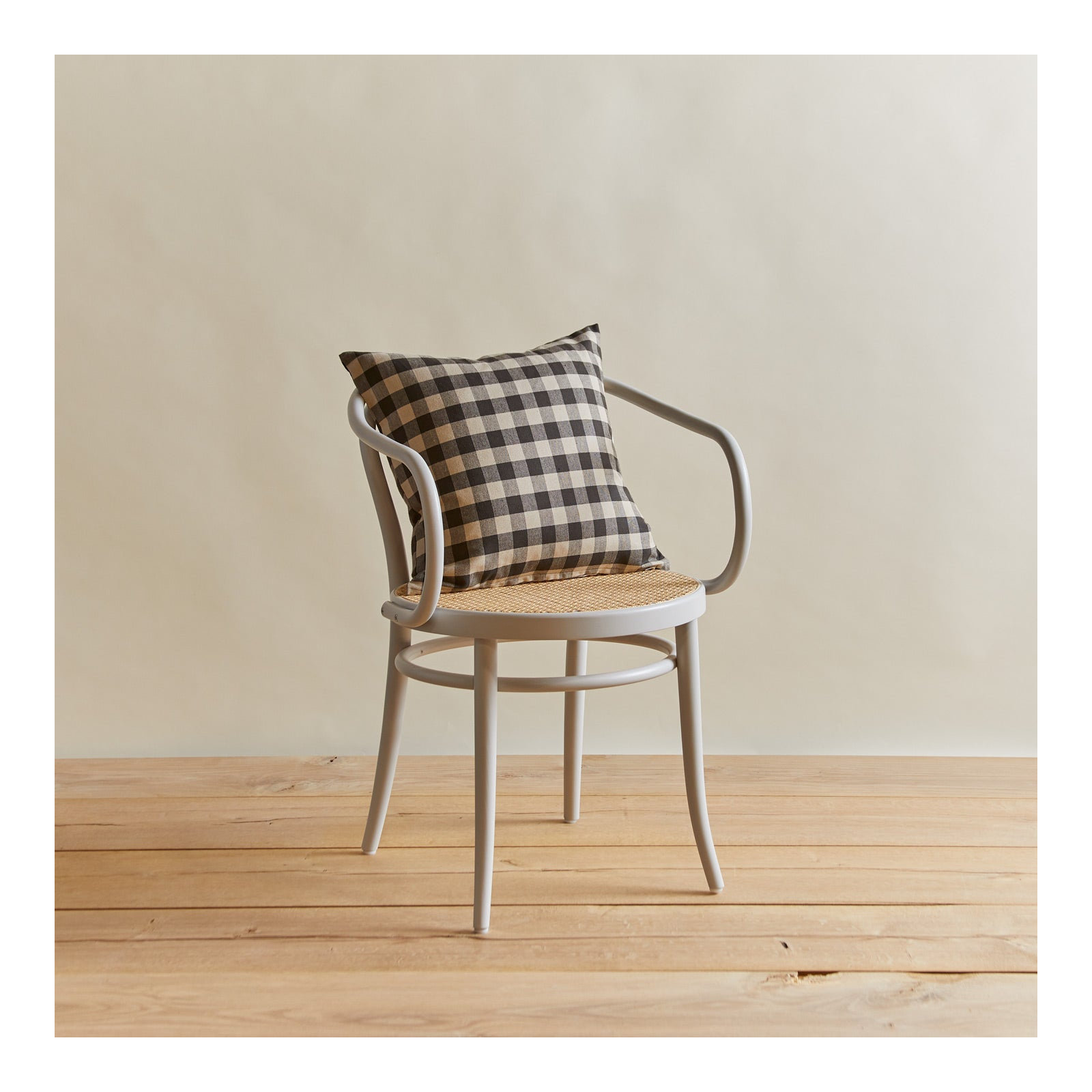 Essential Gingham Cotton Throw Pillow, Black/Light Gray