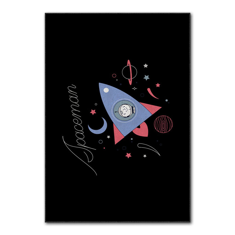 Tapis noir / bleu / rouge, Rectangle 4 pi 7 po x 7 pi 3 po