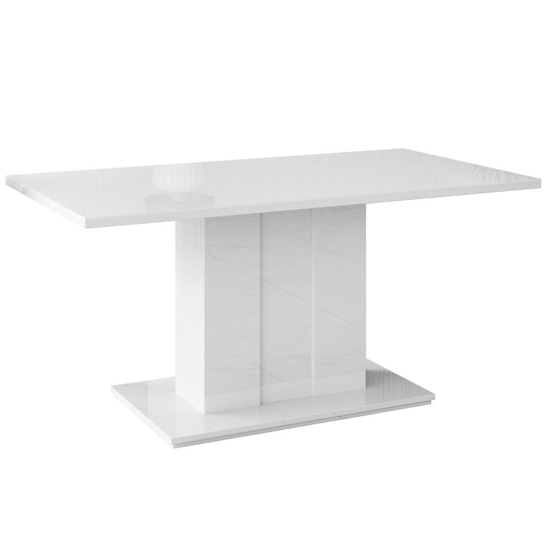 Dining Table Reider White Polished, High-Gloss White