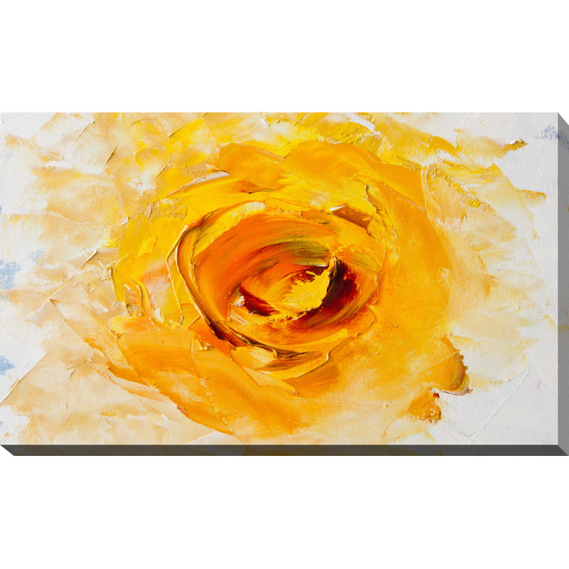 « yellow fleur abstract », reproduction d’art sur toile tendue, H 24 po x l 40 po x P 1 po