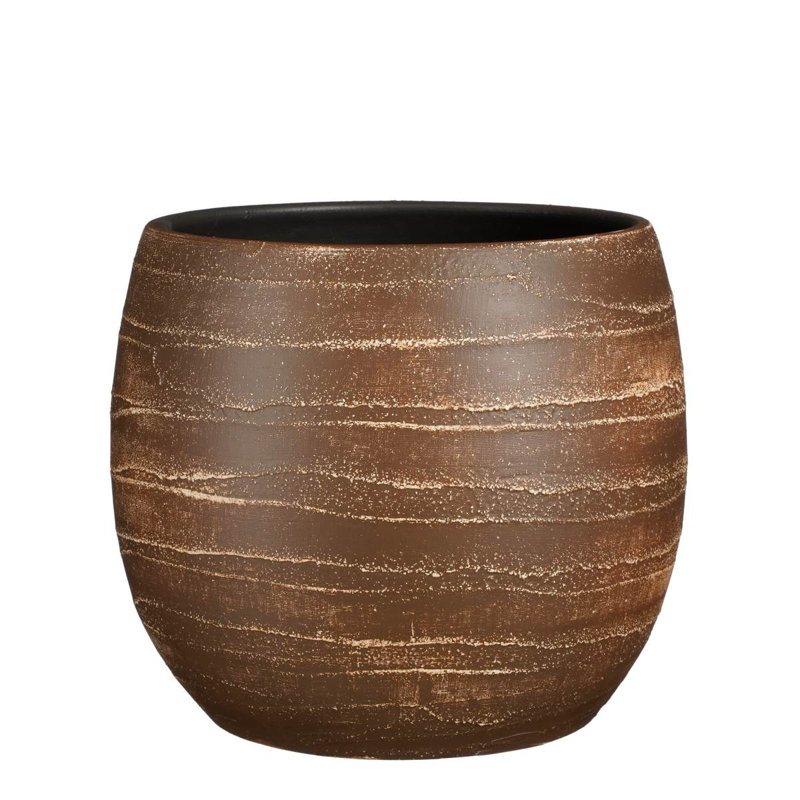 Assaria Ceramic Pot Planter, Brown, 28cm H x 30cm W x 30cm D
