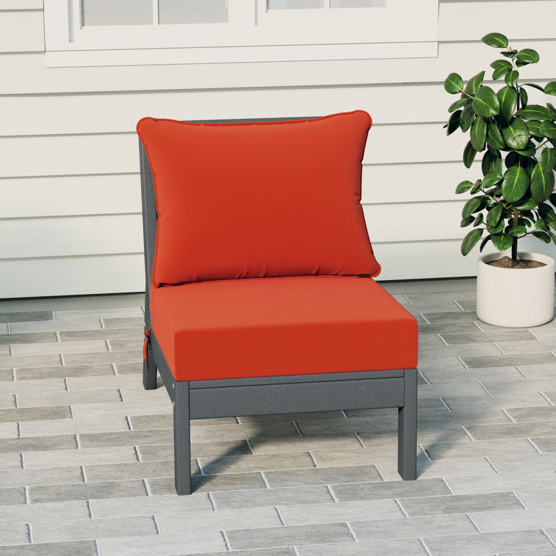 Deep Seating Armless Chair With Cushions, Orange, Gray