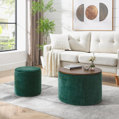 Table basse ronde avec rangement 2 pièces