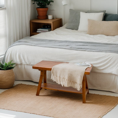 Banc de rangement de ferme 30 pouces, banc d'entrée en bois massif rustique pour le salon, la salle à manger, le couloir | Sièges d'intérieur avec finition en bois naturel
