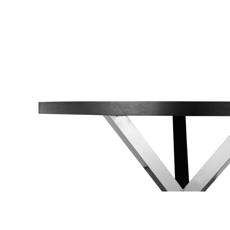 Table de salle à manger ronde en bois et métal Pangea Home, Argent argent, Noir