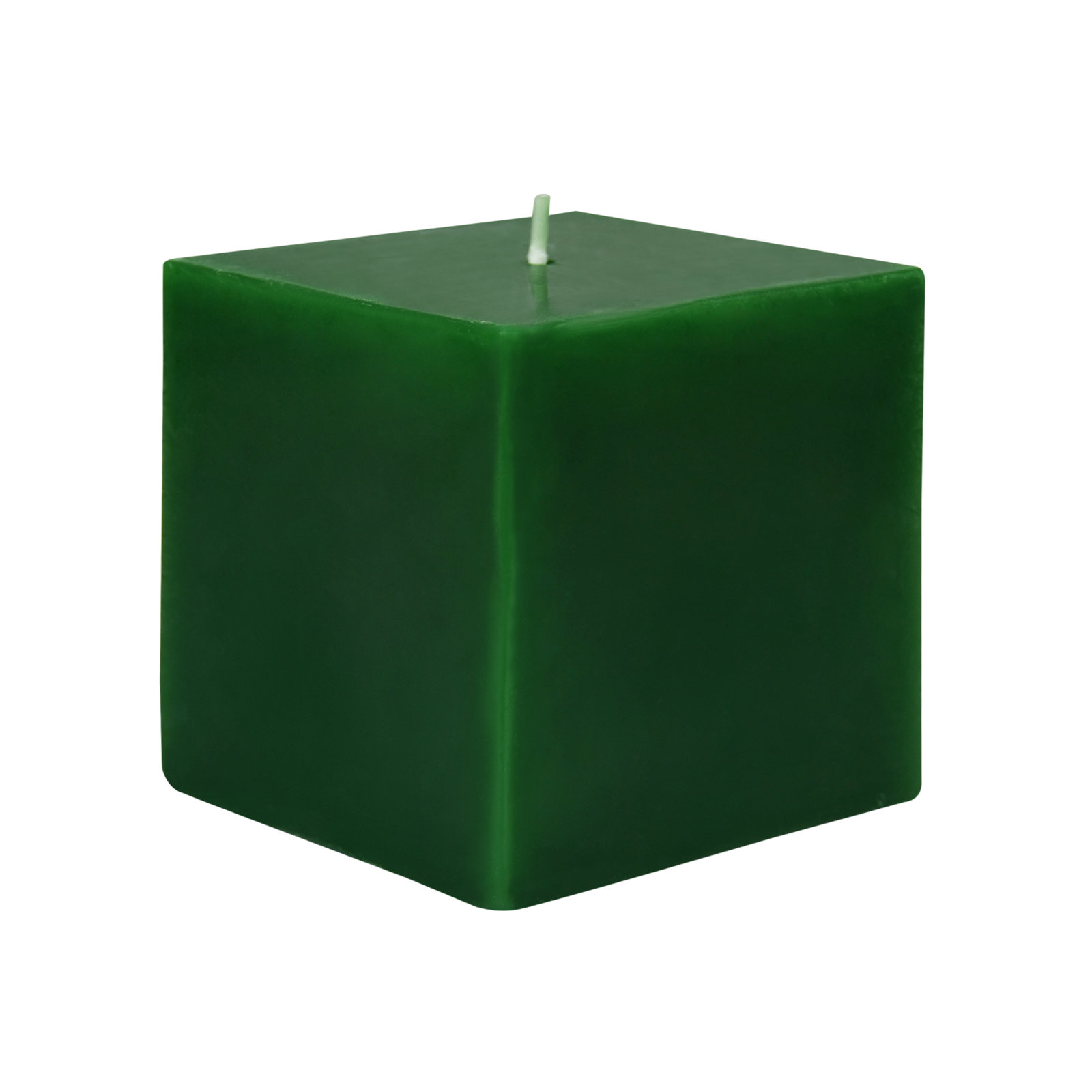 Square Pillar Candle, 3" H x 3" W x 3" D, Hunter Green, 1 Candle