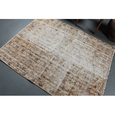 Tapis décoratif, tapis antique beige, tapis décoratif 4,1 x 5,3 pi, tapis rétro, tapis turc, tapis orientaux