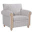 Fauteuil à rayures bleues et blanches, accoudoirs arrondis, dossier confortable garni de coton PP, siège en mousse à ressorts, coussin amovible, structure multicouche en bois massif, pieds en bouleau, profondeur 77,1 cm (30,37 po) *
