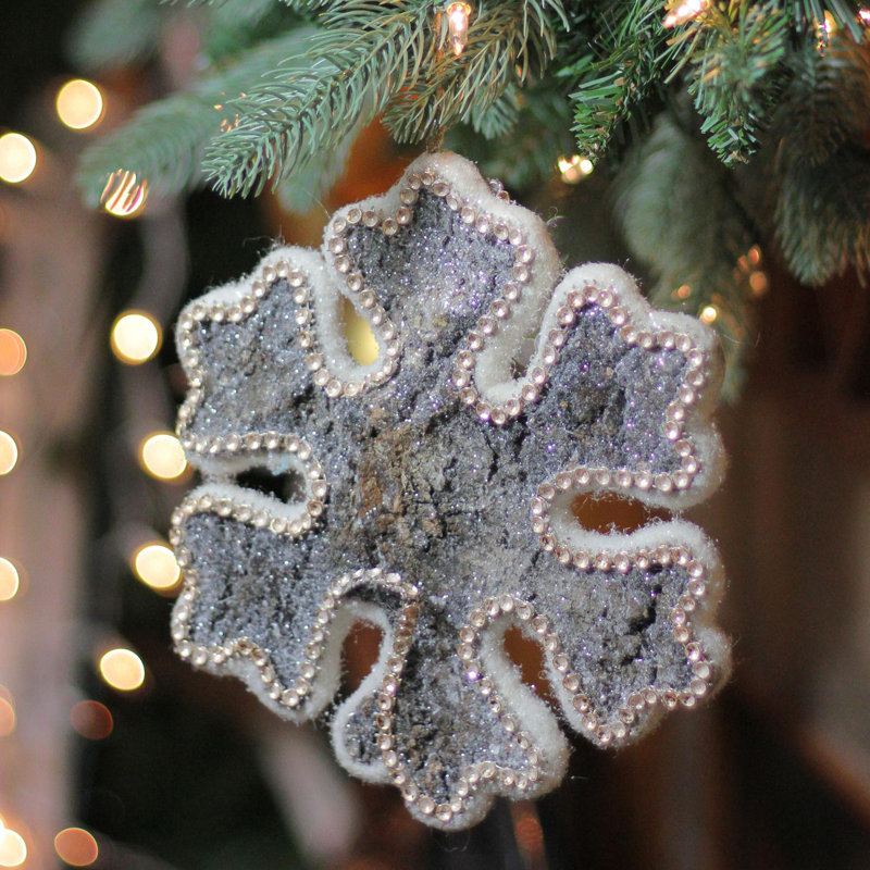 Ornement en forme de flocon de neige de Noël 8 po blanc et brun
