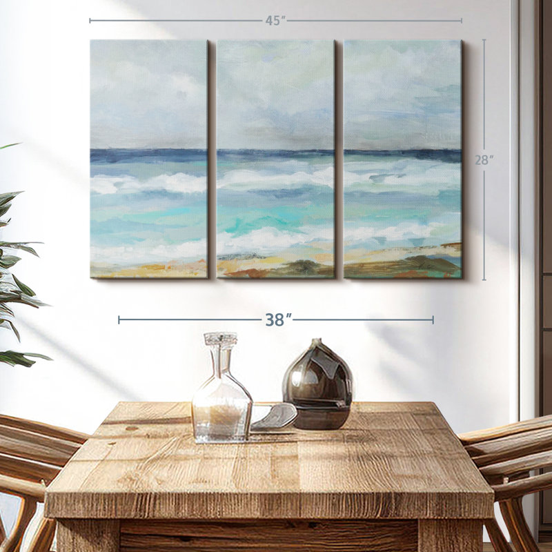 «Seashore Day», 3 pièces sur toile, H 28 po x l 45 po x P 1,25 po
