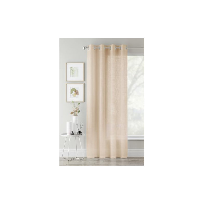 Rojean Sheer Curtain Single Panel, Natural, 55cm W x 54cm L