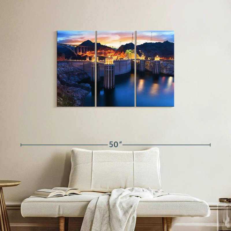 Rorry Hoover Dam At Night, 24" H x 38" W
