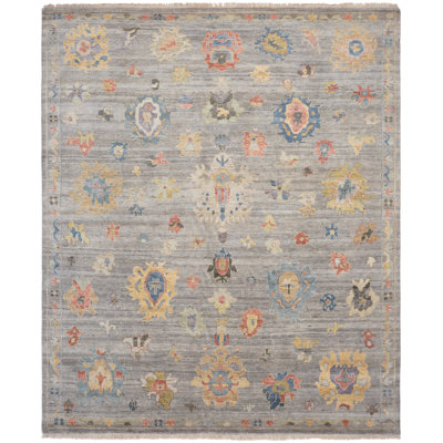 Colorburst Oushak Hand Knotted Area Rug in Gray
