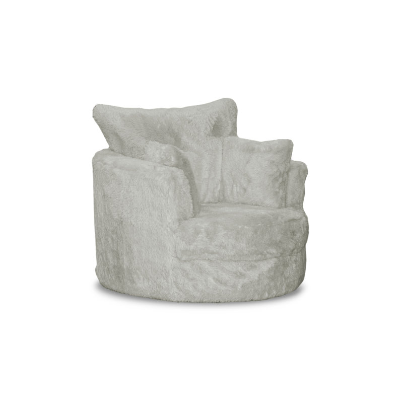 Upholstered Swivel Armchair, Light Grey