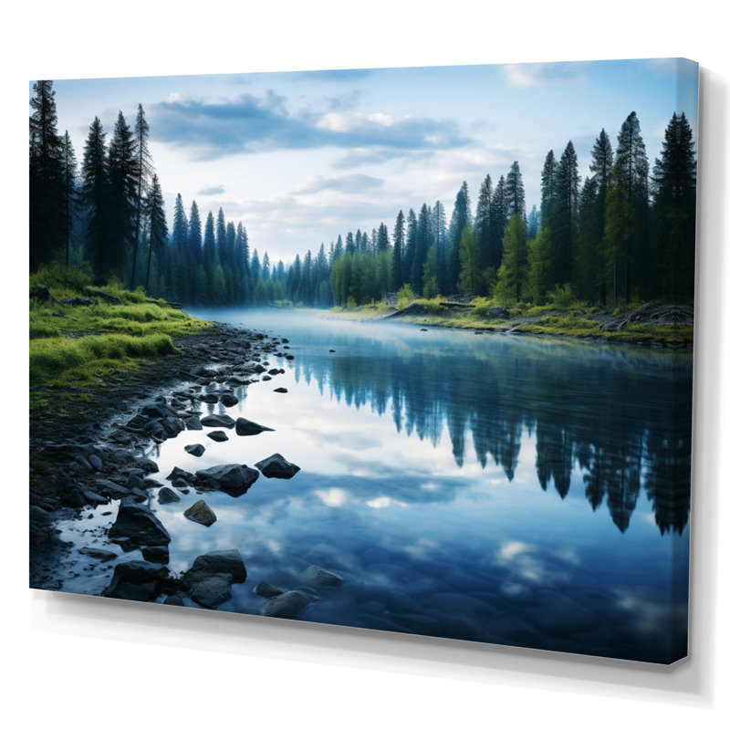 «Bertran Green River Waters Reflection I», reproduction sur toile, Toile tendue, H 30 po x l 40 po x P 1,5 po