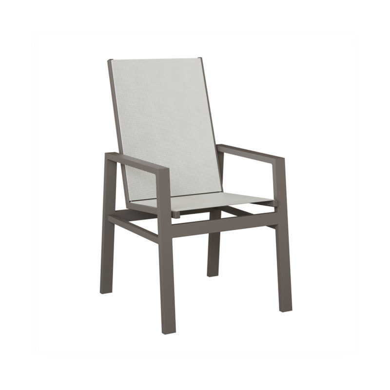 Chaise de salle à manger en aluminium graphite à haut dossier Berlin, Noir luxe, Aluminium graphite