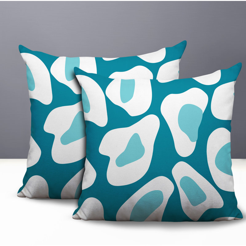 Oreiller réversible intérieur / extérieur Ziny, 18x18, Turquoise