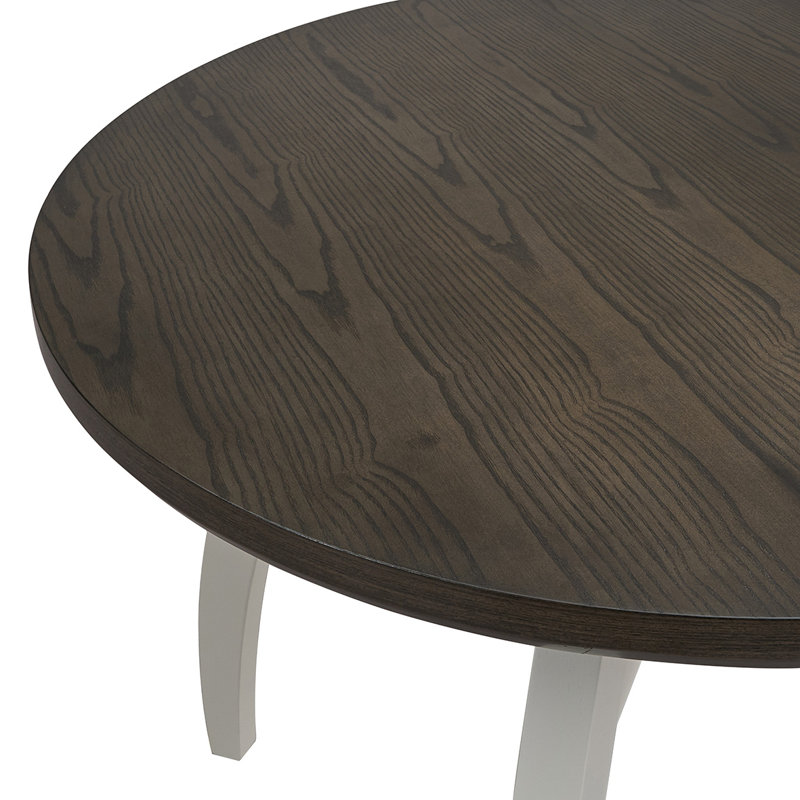 Ensemble de salle à manger 5 pièces avec table ronde en bois d'hévéa et 4 chaises à dossier haut Badgery