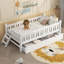 Lit plateforme simple en bois avec garde-corps et 2 tiroirs, blanc