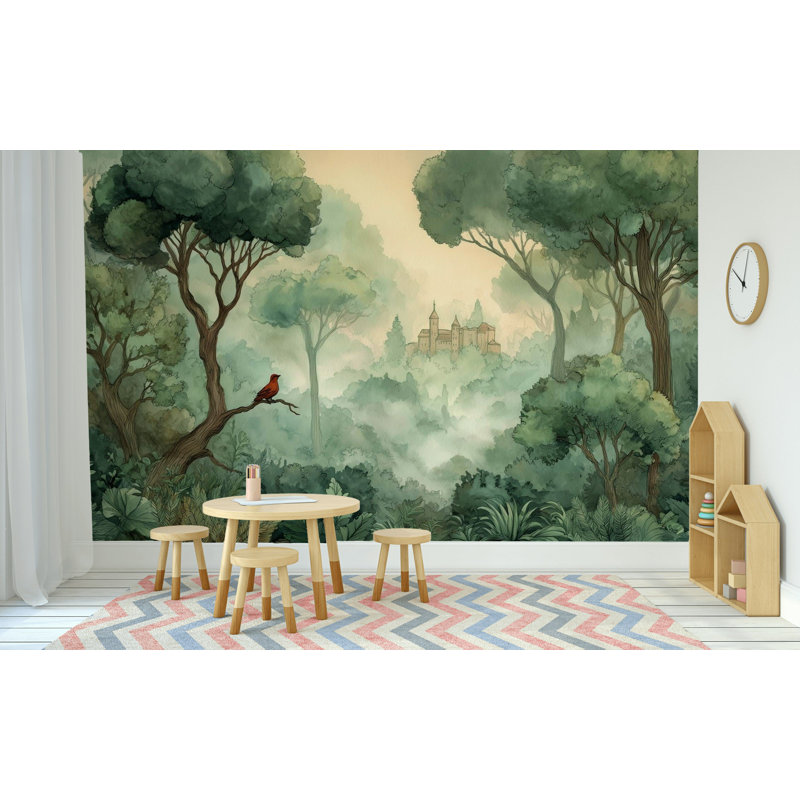 Papier peint forêt château Misty Woodland, L 108 po x l 160 po